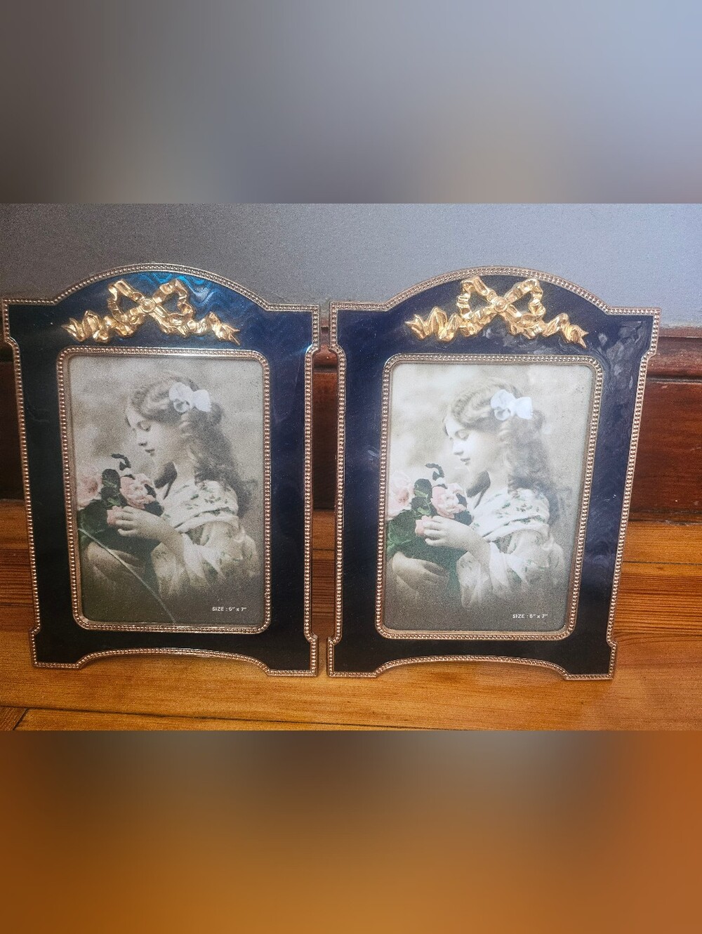 Double Electric/Cobalt Blue 5x7 Picture Frame with Gold Accents -